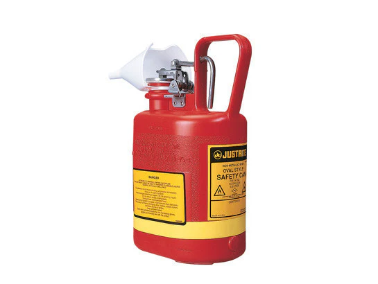 Oval Safety Can for flammables, S/S hardware, flame arrester, 1 gallon, self-close cap, poly - Image 2
