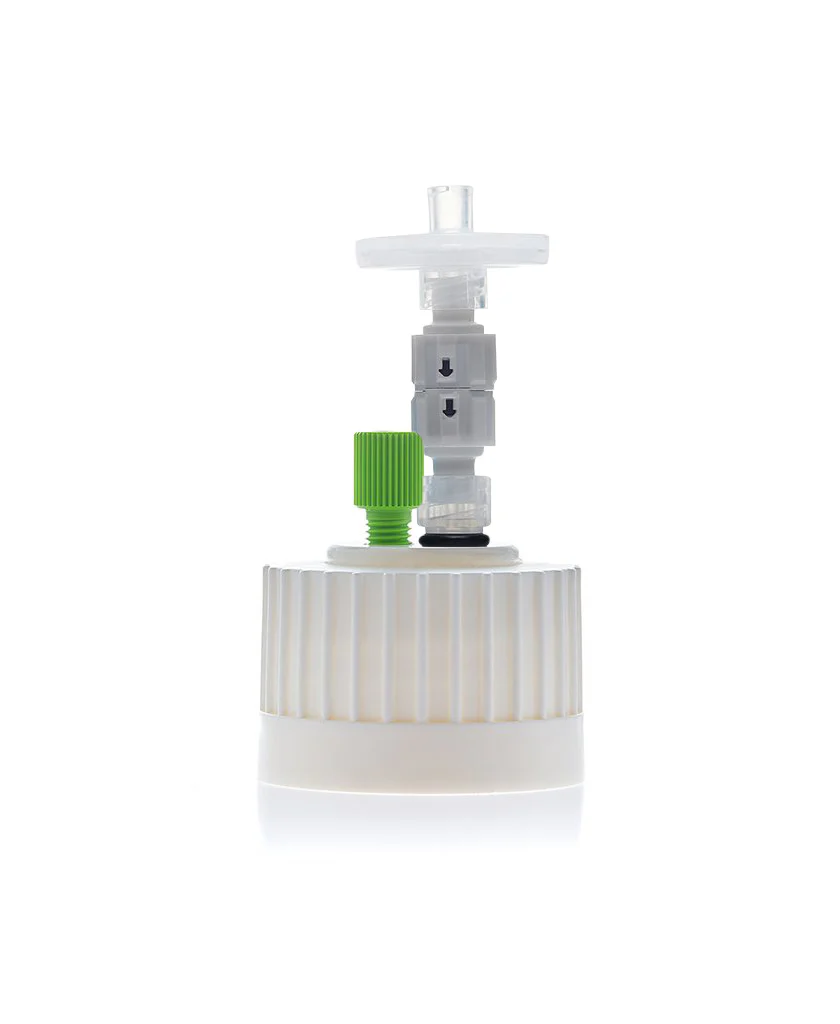 HPLC Solvent Reservoir ChromCap™ 300 Assembly, 38-430, Class VI Polytetrafluoroethylene (PTFE) Adapter, 1 Ports for 3.2mm(1/8") or 1.6mm(1/16") OD Tubing
