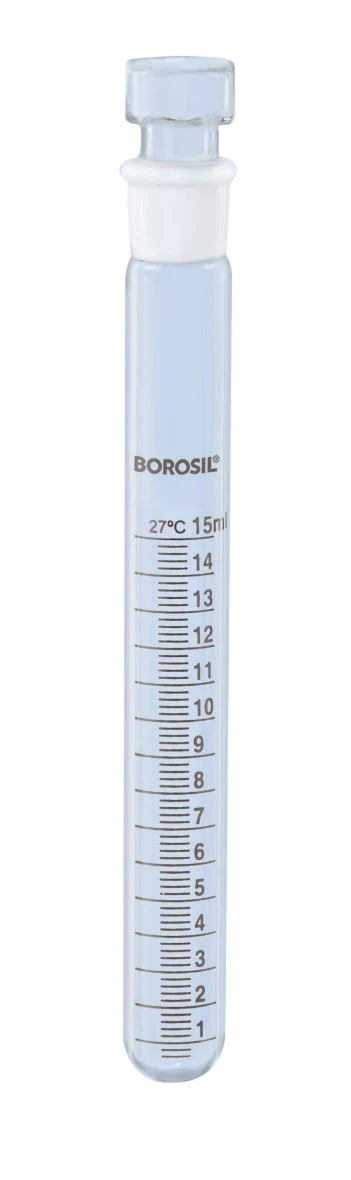 Borosil® Tubes, Test, Reusable, Graduated, Ground Glass with Stoppers, 20mL, 14/15, CS/10