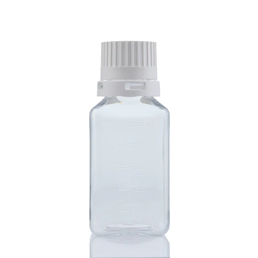 EZBio® Titanium Square Bottle, PETG, 38-430mm, 250mL, With Tamper Evident Cap, 30/CS - Image 2