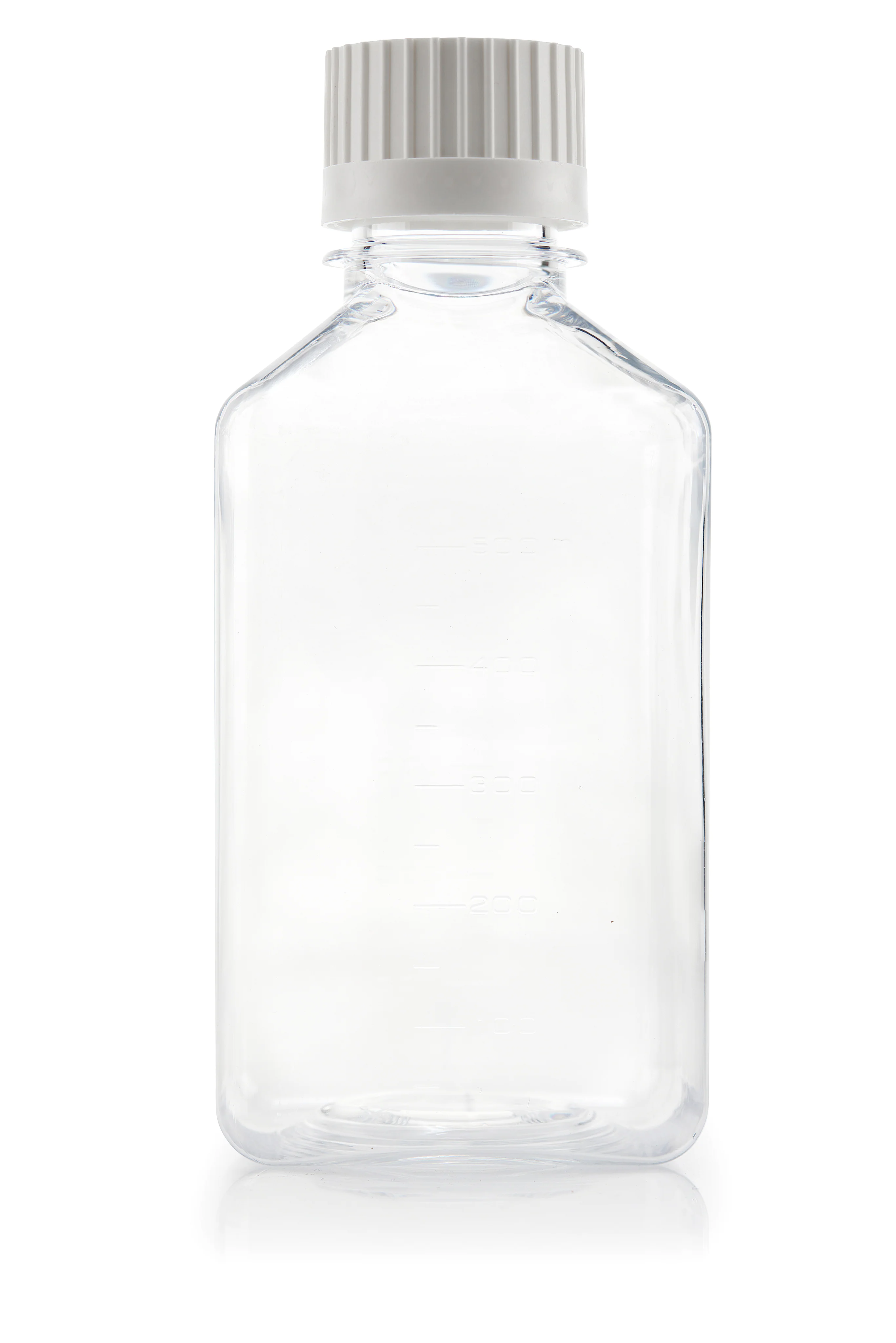 EZBio Titanium Square Bottle, PETG,38-430,500ml, Sterile, With Cap, 48/CS