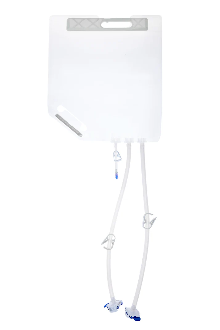 EZBio® Ultra Bag Assembly, 10L, PE Bag, 2x 3/8" HB port, 1x1/4" HB port with Needlefree swabable valve TPE Tubing, Sterile, 5/CS - Image 2
