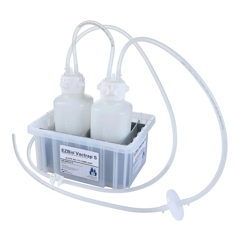 EZBio® Vactrap™ S Polypropylene (PP) (Autoclavable), 1L + 1L, Natural Bin, 1/4" ID Tubing, Sterile