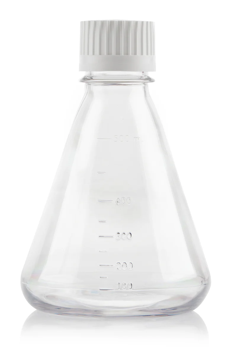 EZBio®pure 500mL Erlenmeyer Flask, PC, Baffle Base, VersaCap® 38-430, Sterile