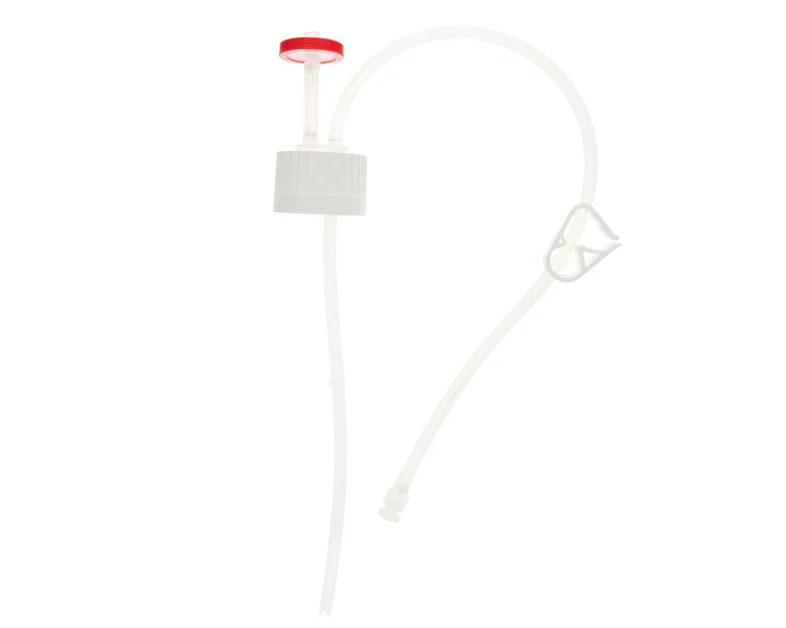 EZCellGene™ 38-430 Cap Assembly for 60mL Bottle with micro bore Overmolded Silicone tubing 1/16" ID x 3/16" OD, 20/CS