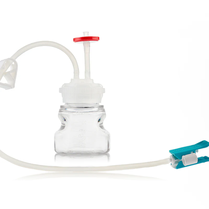 EZCellGene™ GL45 wide mouth Bottle Assembly, 125mL, with micro bore Overmolded Silicone tubing 1/16" ID x 3/16" OD, 10/CS - Image 3