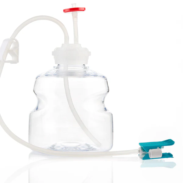 EZCellGene™ GL45 wide mouth Bottle Assembly, 1L, with micro bore Overmolded Silicone tubing 1/16" ID x 3/16" OD, 10/CS - Image 2