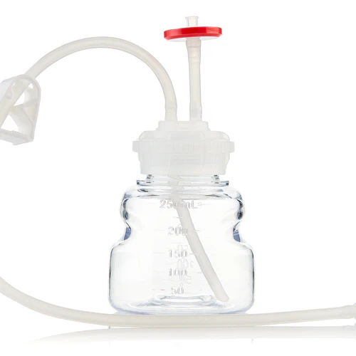 EZCellGene™ GL45 wide mouth Bottle Assembly, 250mL, with micro bore Overmolded Silicone tubing 1/16" ID x 3/16" OD, 10/CS