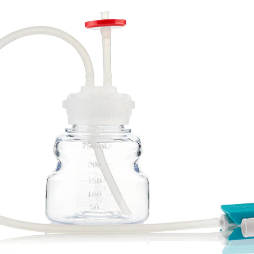 EZCellGene™ GL45 wide mouth Bottle Assembly, 250mL, with micro bore Overmolded Silicone tubing 1/16" ID x 3/16" OD, 10/CS - Image 2