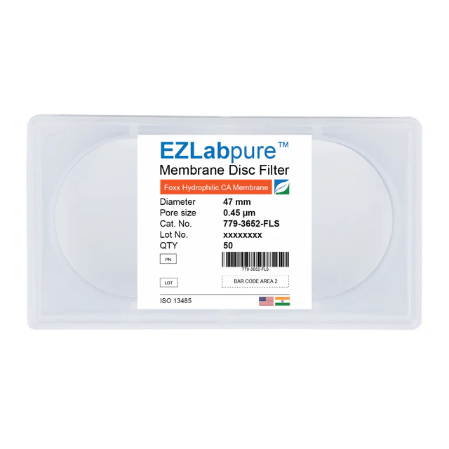 EZLabpure™CA Hydrophilic Membrane Filters, 0.45µm, 47mm Diameter Filter Discs, Non-Sterile,50/PK