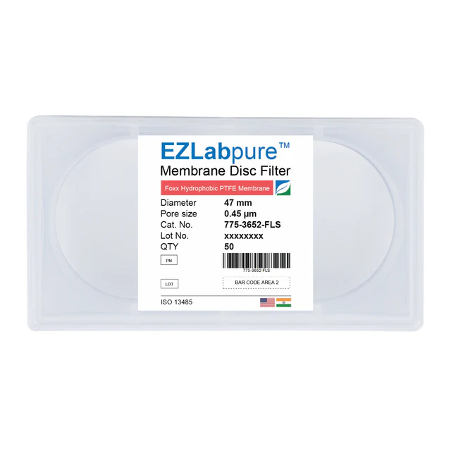EZLabpure™ PTFE Hydrophobic Membrane Filters, 0.45 µm, 47 mm Diameter Filter Discs,Non-Sterile, 50/PK