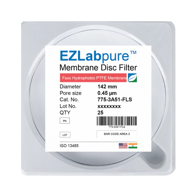 EZLabpure™ PTFE Hydrophobic Membrane Filters, 0.45 µm, 142mm Diameter Filter Discs,Non-Sterile,25/PK