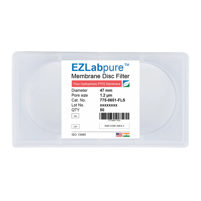 EZLabpure™ PTFE Hydrophobic Membrane Filters, 1.2 µm, 47 mm Diameter Filter Discs,Non-Sterile, 50/PK