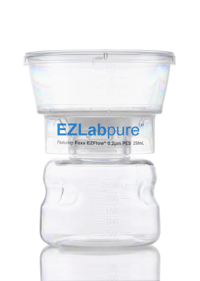 EZLabpure™ Sterile Disposable Bottle Top Vacuum Filter Units with 0.2 µm Sterilizing PES Membrane, 250 mL, 12/CS