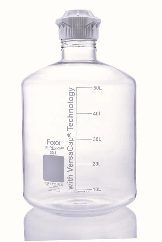 PUREGRIP® Glass Carboy, Round, Clear, 120mm VersaCap®, 50 L, 1/EA