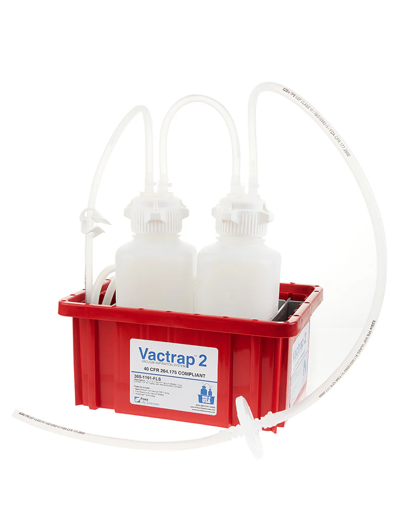 Vactrap2™, High Density Poly Ethylene (HDPE) (Bleach-Compatible), 1L + 1L, Red Bin, 1/4" ID Tubing